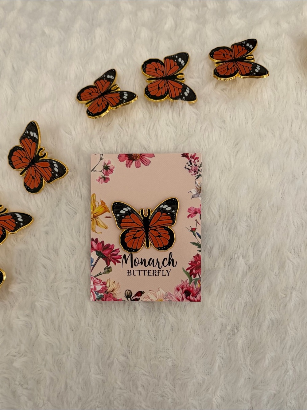 Monarch Butterfly Enamel Pin - Orange & Black